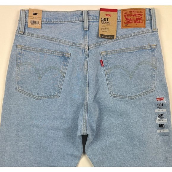 Levis 501 Original Cropped High Rise Straight Leg Womens 31x26 Button Fly Jeans - Picture 9 of 12